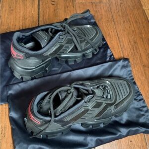 Prada Black Sneakers with Red Details